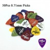 Escolhas de guitarra elétrica - 0.58mm 0.71mm 0.81mm 0.96mm 1.20mm 1.50mm - conjunto de 50 peças
