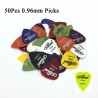 Escolhas de guitarra elétrica - 0.58mm 0.71mm 0.81mm 0.96mm 1.20mm 1.50mm - conjunto de 50 peças