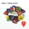 Escolhas de guitarra elétrica - 0.58mm 0.71mm 0.81mm 0.96mm 1.20mm 1.50mm - conjunto de 50 peças