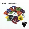 Escolhas de guitarra elétrica - 0.58mm 0.71mm 0.81mm 0.96mm 1.20mm 1.50mm - conjunto de 50 peças