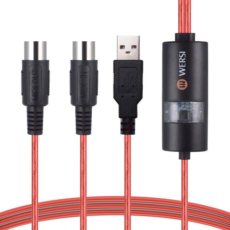 Cabo de interface USB para midi - adaptador - conversor para teclado de música PC - Windows Mac iOS - 2m