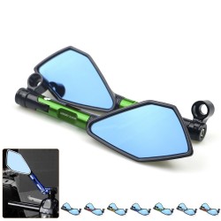 Espelhos traseiros de alumínio de motocicleta com vidro azul para Kawasaki Z900RS Z800 Z1000