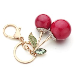 Cristal cerejas vermelhas - chaveiro