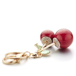 Cristal cerejas vermelhas - chaveiro