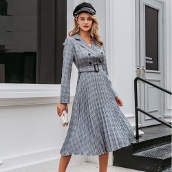 Vestido de xadrez vintage com cinto