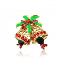 broche de cristal de Natal com sino jingle