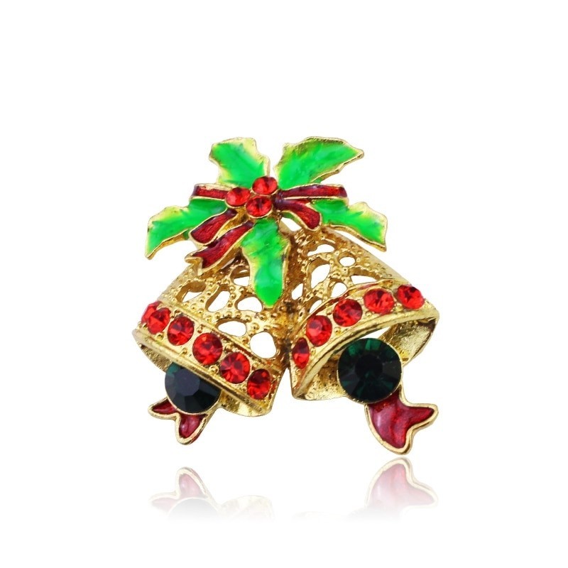 broche de cristal de Natal com sino jingle