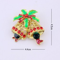 broche de cristal de Natal com sino jingle