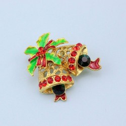 broche de cristal de Natal com sino jingle