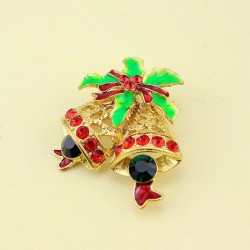broche de cristal de Natal com sino jingle