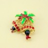 broche de cristal de Natal com sino jingle