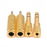 1/4" 6.35mm jack cabo de ouro estéreo - 6.5mm a 3.5mm - adaptador de áudio - conversor para microfone de auscultador 4 peças