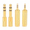 1/4" 6.35mm jack cabo de ouro estéreo - 6.5mm a 3.5mm - adaptador de áudio - conversor para microfone de auscultador 4 peças