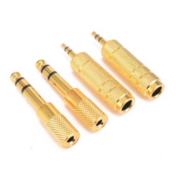 1/4" 6.35mm jack cabo de ouro estéreo - 6.5mm a 3.5mm - adaptador de áudio - conversor para microfone de auscultador 4 peças