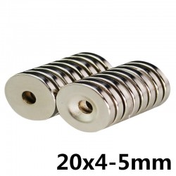 N35 ímã do cilindro de neodímio - super forte - furo contra-sunk - 20 * 4 * 5mm 10 peças