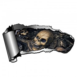 metal rasgado 3D com crânio - adesivo de carro de vinil 13 * 7.1cm