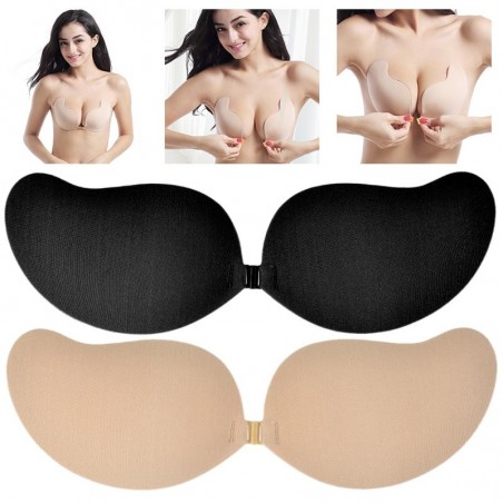 Sutiã adesivo com push up - sem alças - fechamento frontal