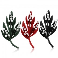 Folha de névoa de Natal com pérolas - broche
