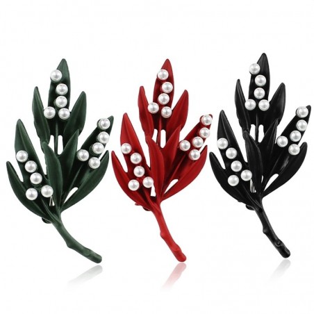 Folha de névoa de Natal com pérolas - broche