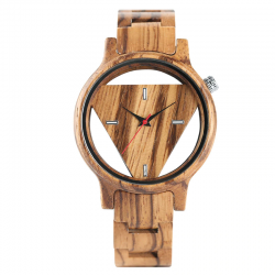 Triângulo geométrico - relógio de quartzo de madeira - unisex