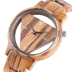 Triângulo geométrico - relógio de quartzo de madeira - unisex
