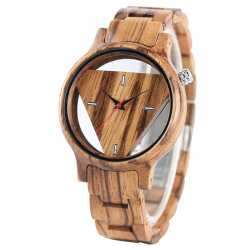 Triângulo geométrico - relógio de quartzo de madeira - unisex