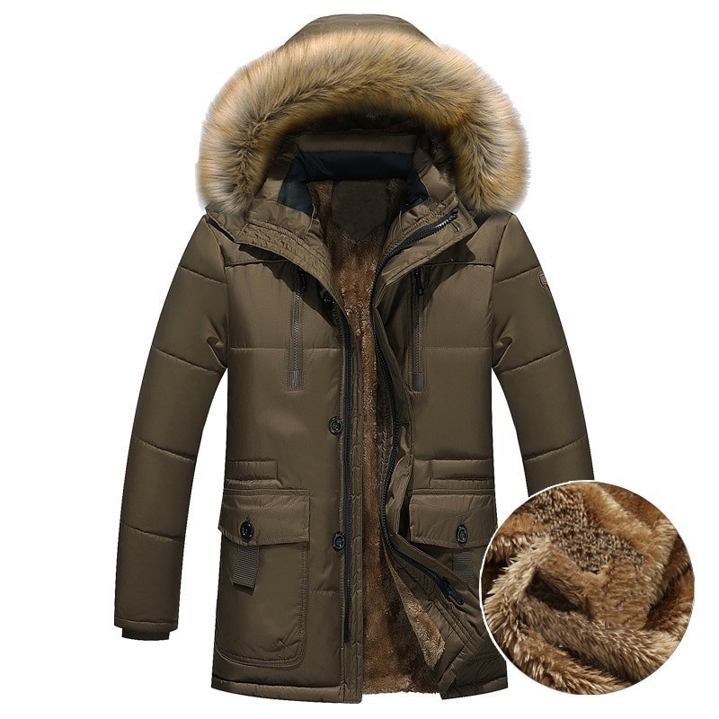 jaqueta de inverno com capuz quente grosso