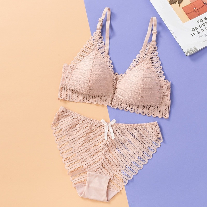 Sutiã de renda sexy & calcinhas - roupa interior sem costura - conjunto