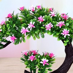 Japonês rosa e flores roxas - pote de bonsai artificial