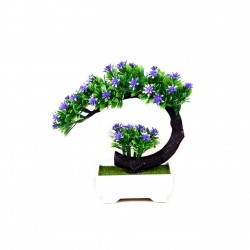 Japonês rosa e flores roxas - pote de bonsai artificial