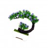 Japonês rosa e flores roxas - pote de bonsai artificial