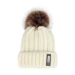 Chapéu de lã de inverno quente com pom pom