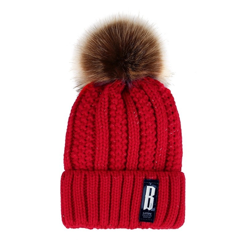 Warm winter wool hat with pom pomHats & Caps