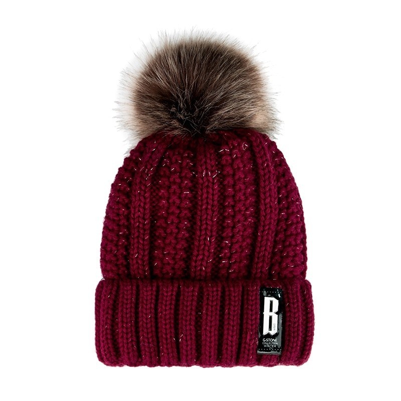 Warm winter wool hat with pom pomHats & Caps