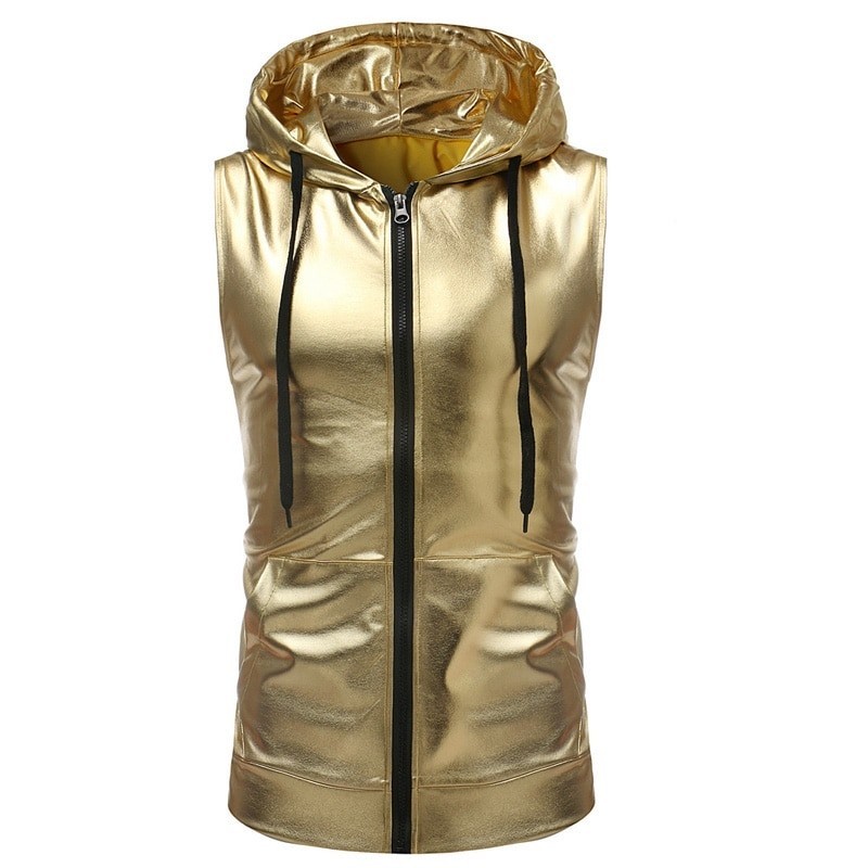 Shiny metallic hoodie - sleeveless vestHoodies & Sweatshirt
