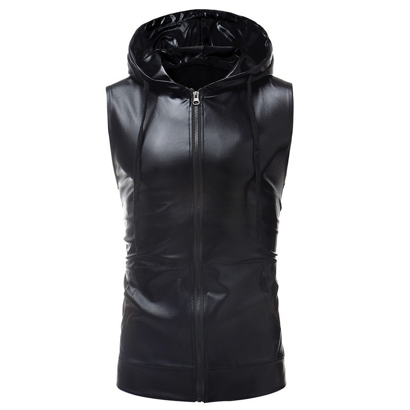 Shiny metallic hoodie - sleeveless vestHoodies & Sweatshirt
