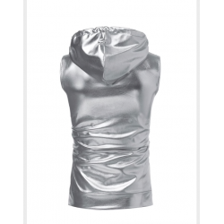 Shiny metallic hoodie - sleeveless vestHoodies & Sweatshirt