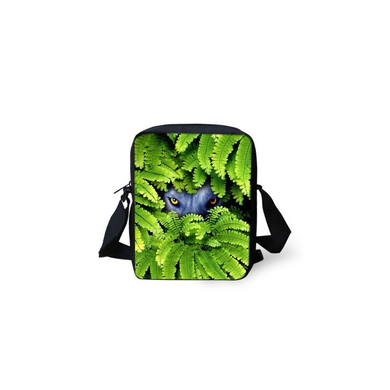 Animais em folhas - pequeno saco crossbody