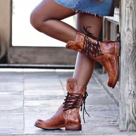 Leather winter boots with back lacing & zipperBoots