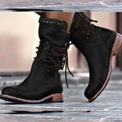 Botas de inverno de couro com lacagem traseira & zipper
