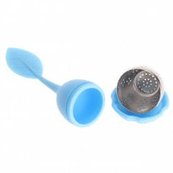 Infusor de chá em forma de folha - estirador de silicone - bule de chá com bandeja de gotejamento