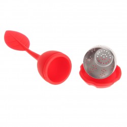 Infusor de chá em forma de folha - estirador de silicone - bule de chá com bandeja de gotejamento