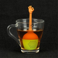 Mão gestos em forma de infusor de chá - estirador de silicone