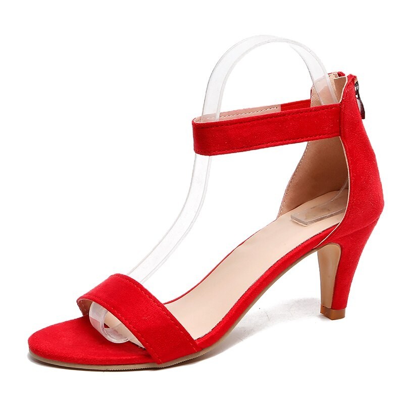 High heel pumps - elegant suede sandals with a back zipperSandals