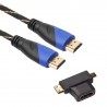Cabo de vídeo macho HDMI para macho - HDMI para micro HDMI mini HDMI com mini adaptador - cabo de extensão de áudio 5m