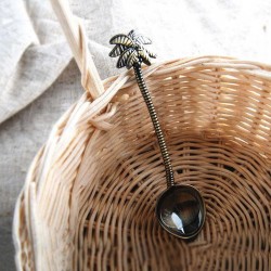 colher de chá vintage real com árvore de coco para chá - café e sobremesas
