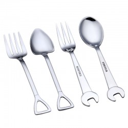 Forma de pá e chave - colher de chá e garfo para chá - café e sobremesas