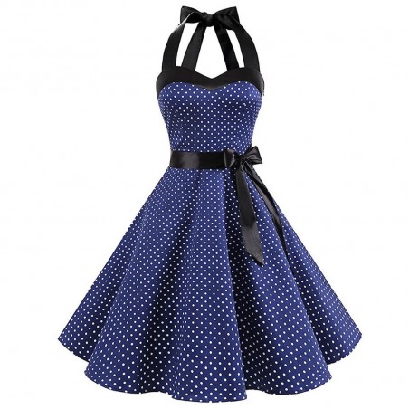 Vestido de renda vintage com pontos polka