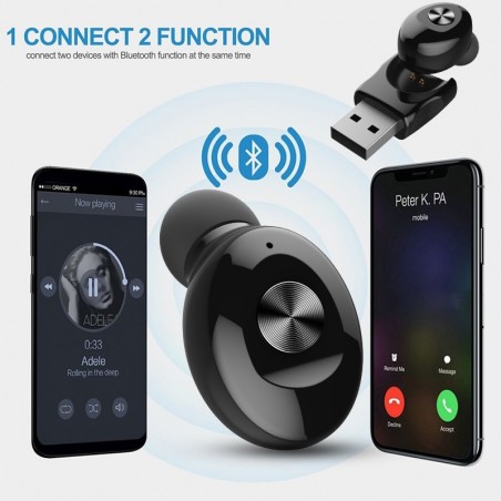 5.0 mini fones de ouvido Bluetooth - vagem de fones de ouvido sem fio com carregamento USB