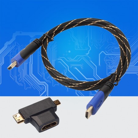 1m - 3m - multifuncional mini HDMI para micro cabo HDMI com mini adaptador - conjunto